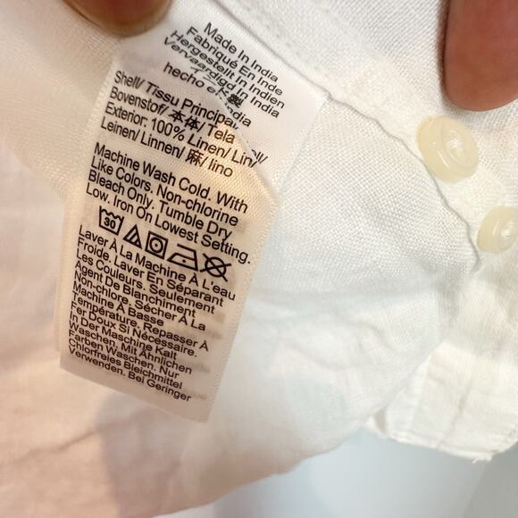 J. Crew Men's Short-Sleeve Baird McNutt Irish Linen Shirt White Size Medium NWOT - Picture 12 of 13